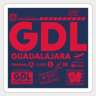 Vintage Guadalajara GDL Airport Code Travel Day Retro Travel Tag Mexico Magnet